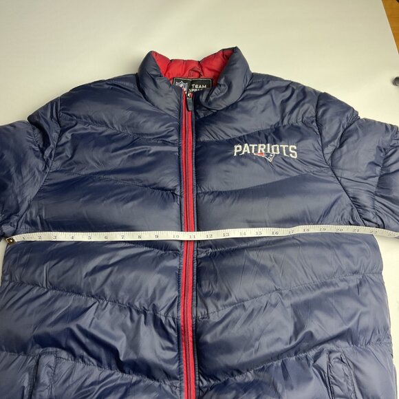 NFL New England Patriots Football Puffer Jacket Full Zip Hoodie Blue Size L Men - Picture 12 of 16